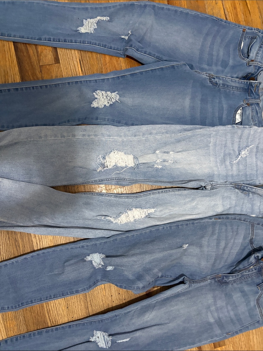Fashion Nova Light Blue Distressed Skinny Jeans Trio All size 7